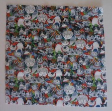 Group E - Fabric Cotton 1 Piece 10 1/2" L x 10 1/4" W - Cats with Red Collars