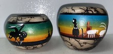 Set Of 2 Vintage NAVAJO-HORSEHAIR POTTERY Vases Signed 2.5” - 2” FRM13D