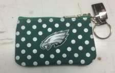Philadelphia Eagles Football NFL Zippered Coin Pouch / Keychain Extras Ship FREE