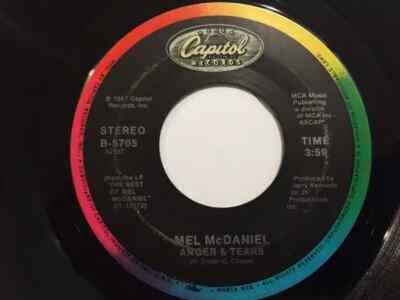Mel McDaniel Anger & Tears / Sunday Mornin Preachers Vinyl Single 7inch