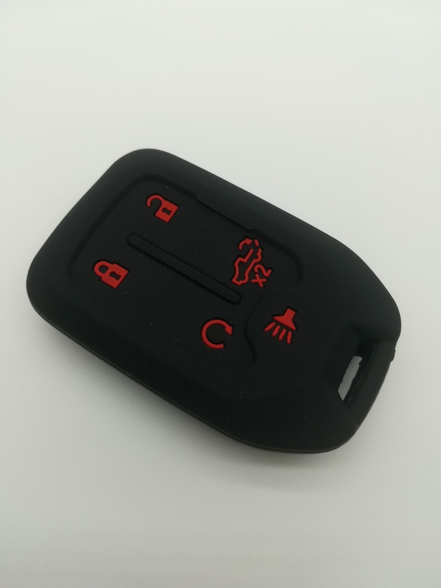 TANDRIVE Silicone Smart Key Fob Case Cover Protector with Metal Key Chain for 2019-2021 Chevy Silverado and GMC Sierra 1500 2500HD 3500HD, Remote