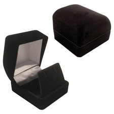 Black Velour Domed  Hinged Jewelry Gift Box for Earrings Necklace Pin 2x2x1.5