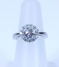 Beautiful Sterling Silver Round White CZ w/ Halo Engagement Ring Size 6- 13841