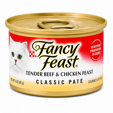 Fancy Feast Classic Pate Beef Chicken Wet Cat Food 3oz 24 Pack Gourmet