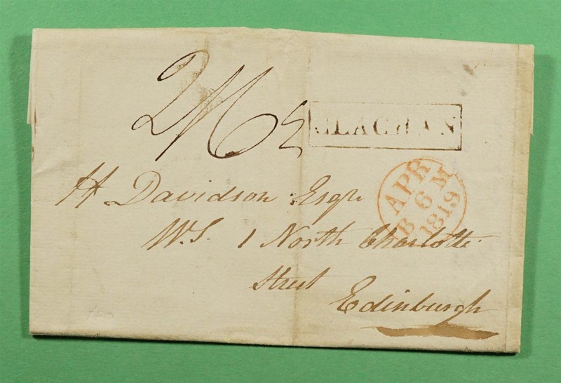 DR WHO 1819 GB STAMPLESS F/L CLACHAN SCOTLAND TO EDINBURGH R85903