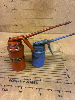 Wesco Vintage Collectable Pump Oiler Metal Oil Cans x 2 1963