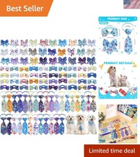 100-Piece Colorful Dog Bow Tie Collar Set - Adjustable  Elegant Pet Accessories
