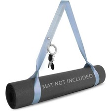 Adjustable Yoga Mat Strap with Carabiner Clip Sky Blue Carrier for Exercise Mats