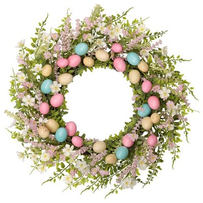 Easter Wreath 22 Inch Easter Wreaths for Front Door Artificial Eggs Wreaths w...