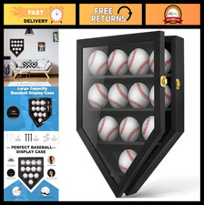 UV Protected Baseball Display Case - Clear Acrylic Box with Solid Wood Base, Ide