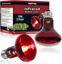 Infrared Heat Lamp 75W 2 Pack  Reptile  Amphibian Basking Spot Light Bulbs, Red