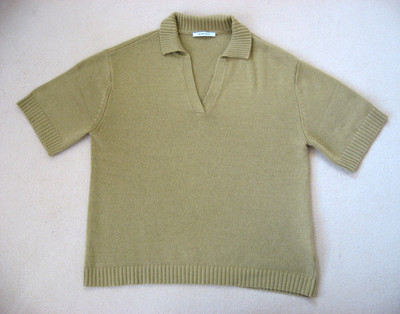 Peter Hahn  Strickpolo Damen Polo-Pullover Kurzarm olivgrün Gr. 38 neuwertig