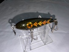 Vintage Folk Art Lure ~ 3.25" - Dark Green Sparkle, Gold Sparkle Belly