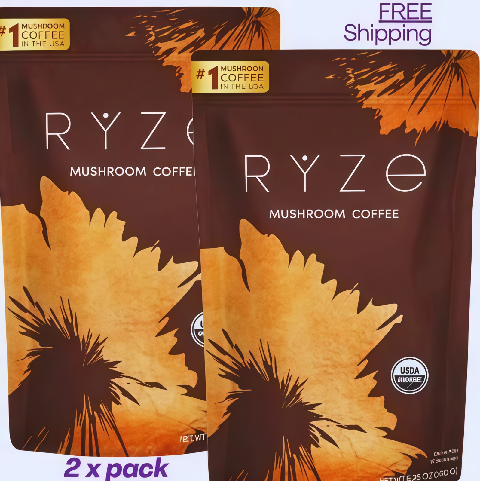 Organic Mushroom Coffee - Coffee for Better Energy - 30 Servings (Pack of 2)&
