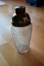 Vintage Cocktail Shaker ca. 1960er, Craquel&eacute;-Glas und silber
