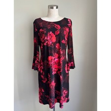 Tommy Hilfiger Red Goth Floral Bell Sleeve Dress