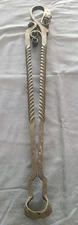 Antique- Large Iron Fireplace Tongs- 30” Long- Iron
