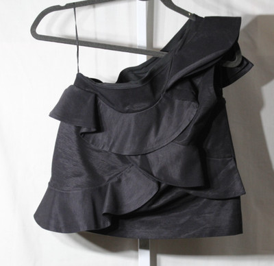 MSGM MILANO BLACK RUFFLE SLEEVELESS Top sz. 38