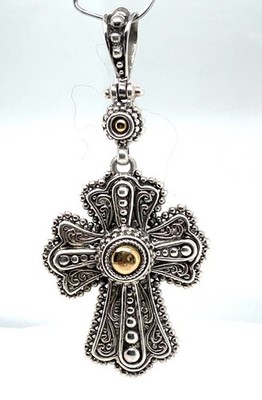 SARDA Sterling Silver and 18K Yeloow Gold Accent Cross Pendant