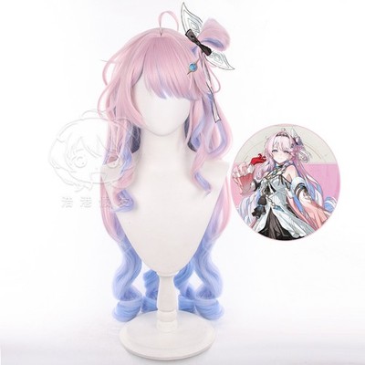 Wuthering Waves Denia Cosplay Perücken lang rosa Mix wellig hitzebeständiges Haar 85 cm