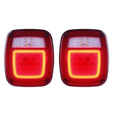 Halo Tail Lights Assembly Square Rear Combination Tail Lamps with Passenger a...