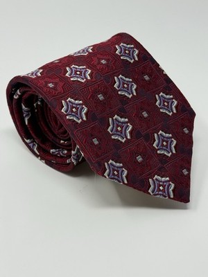Robert Talbott Best of Class Silk Tie Burgundy Geometric Medallion USA Made