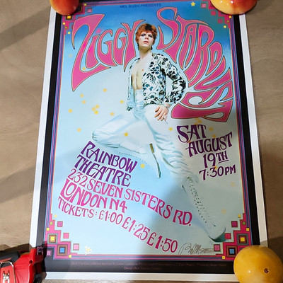 David Bowie Bob Masse SIGNED Ziggy Stardust Rainbow Theatre Poster Rare LOW 3/50