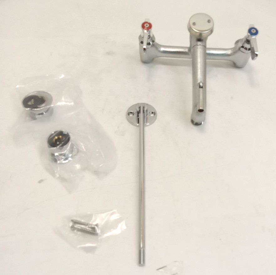 Regency 600FMS86 Wall-Mount 8" Center Mop Sink Faucet 6-1/2" Nozzle w/ Pail Hook