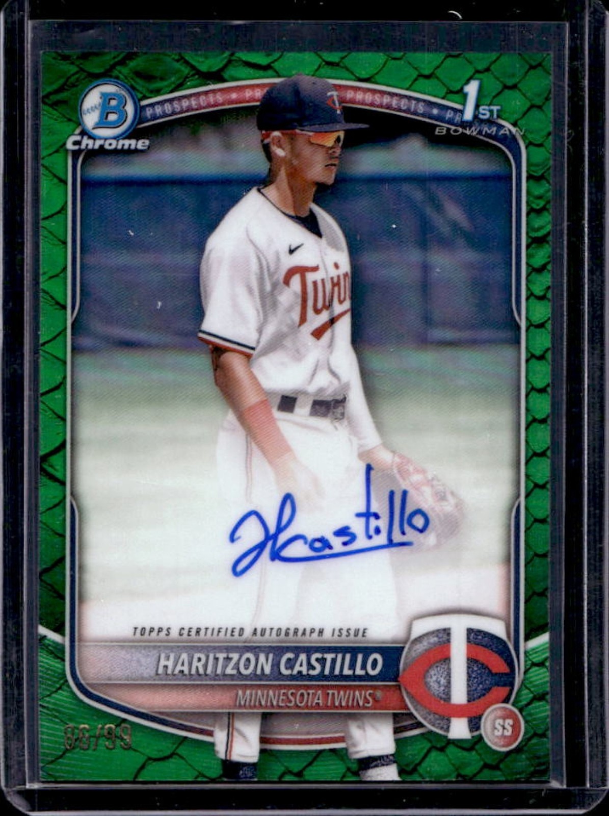 2025 Bowman Chrome Haritzon Castillo Auto Reptilian Green Refractor 1st #3/99