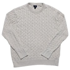Men  s J.Crew Beige Cable Knit Cotton Sweater Sz M