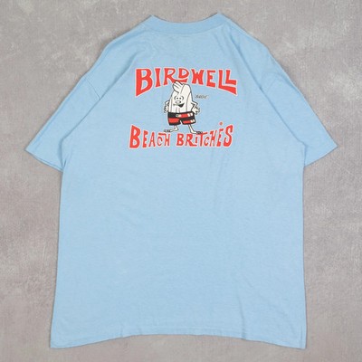 Vintage 80er Birdwell Single Stitch Grafik T-Shirt XL Herren hellblau uni