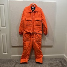 Vtg WALLS BLIZZARD-PRUF Orange Insulated Coveralls Mens L Tall 42-44 USA Hunting