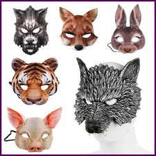 Animal Mask 3D Realistic Half Face Mask Halloween Carnival Masquerade