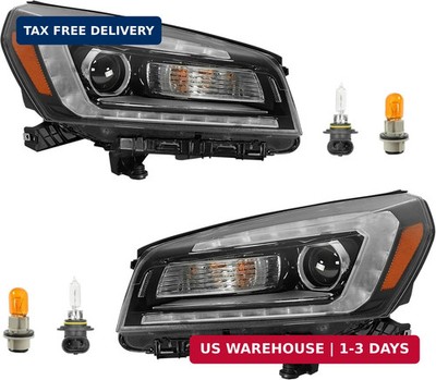 ALMULOO Projector Headlight w/Bulb w/LED Tube Compatible with 2013-2016 GMC Acad