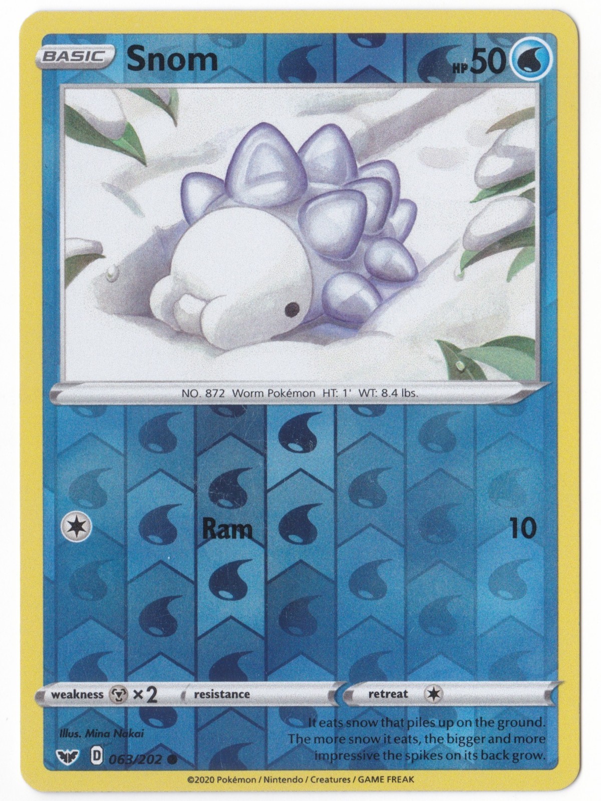 Pokémon Snom Sword & Shield Base 063/202 Reverse Holo Common - NM