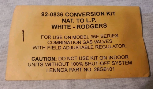 92-0836 Conversion Kit Natural To LP White Rodgers 36E Series