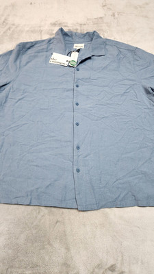 The Commons Men's XXL Blue Linen Rayon Blend Camp Collar Shirt NWT