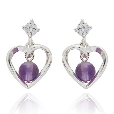 Gleichgewicht Amethyst Herz Kristall Ohrhänger