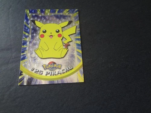 1999 Topps Pokemon Silver Foil Flames #25 Pikachu Black Logo Series 1