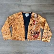 Chico's 100 Silk Jacket Lightweight Art to Wear Boho Pasisley No Closure Medium