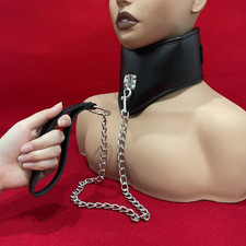 Bondage PU Leather Neck Collar Chain Posture Neck Corset Choker BDSM Restraints