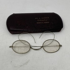 Vintage Wire Frame Eyeglasses with Case Silver Tone None Magnetic