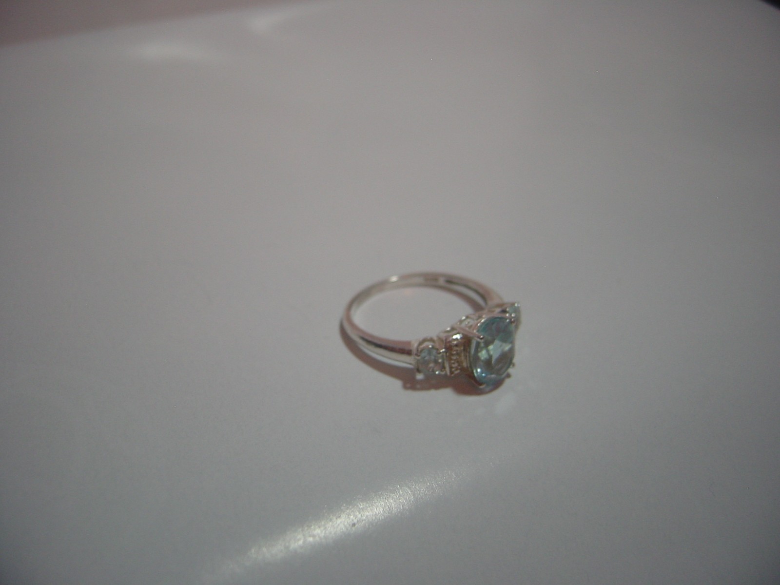 vintage solid silver ring-superb sky blue topaz &… - image 3