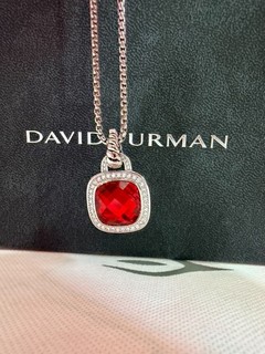 & D YurmanPetite Albion Pendant Necklace Red Topaz with Diamonds 18" /