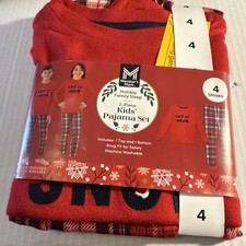 Members Mark 2 Piece Kids Pajama Set Size 4 Unisex Red