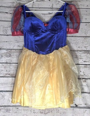 snow white corset dress Dolls Kill Princess Costume Cosplay Halloween Mini Large style:Wrap and delicate ruffle trims Elastic Waist + Ruffle Ball gown Size:Medium 4-6