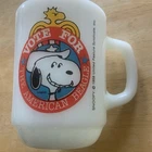 Vintage 1980 Anchor Hocking"Vote For The American Beagle"Milk Glass Mug Series 2