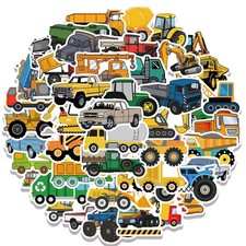 50 Pcs Construction Vehicle Stickers for Kids, Trucks Diggers Various, Truck