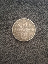 1890 Great Britain UK Double Florin Victoria Silver Coin  rare