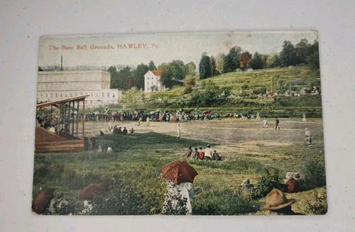 RARE Antique Baseball POSTCARD 1908 The Base Ball Grounds, Hawley, PA #193